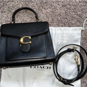 Coach Black Leather Satchel with Gold Accents